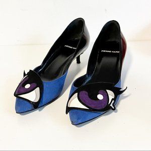 Pierre Hardy Oh Roy kitten heel pumps blue size 36 Hand made in Italy